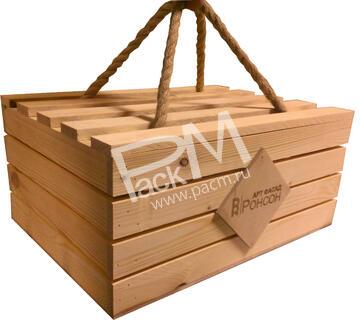 Ящик подарочный реечный с крышкой арт. 0324