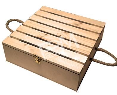 Реечный фанерный ящик с ручками, защелкой и петлями арт. 0354